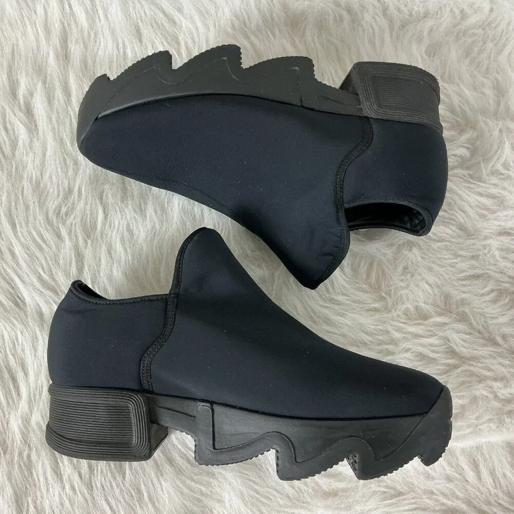 IRI NYC Wes Neoprene Black‎ Wavy Platform Low Top Sneakers 37 US 7